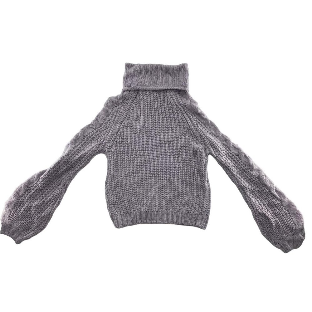 NWT Planet Gold Cozy Cables Junior Purple Sweater Turtle Neck